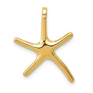 14k Yellow Gold Starfish Chain Slide Charm Necklace Pendant